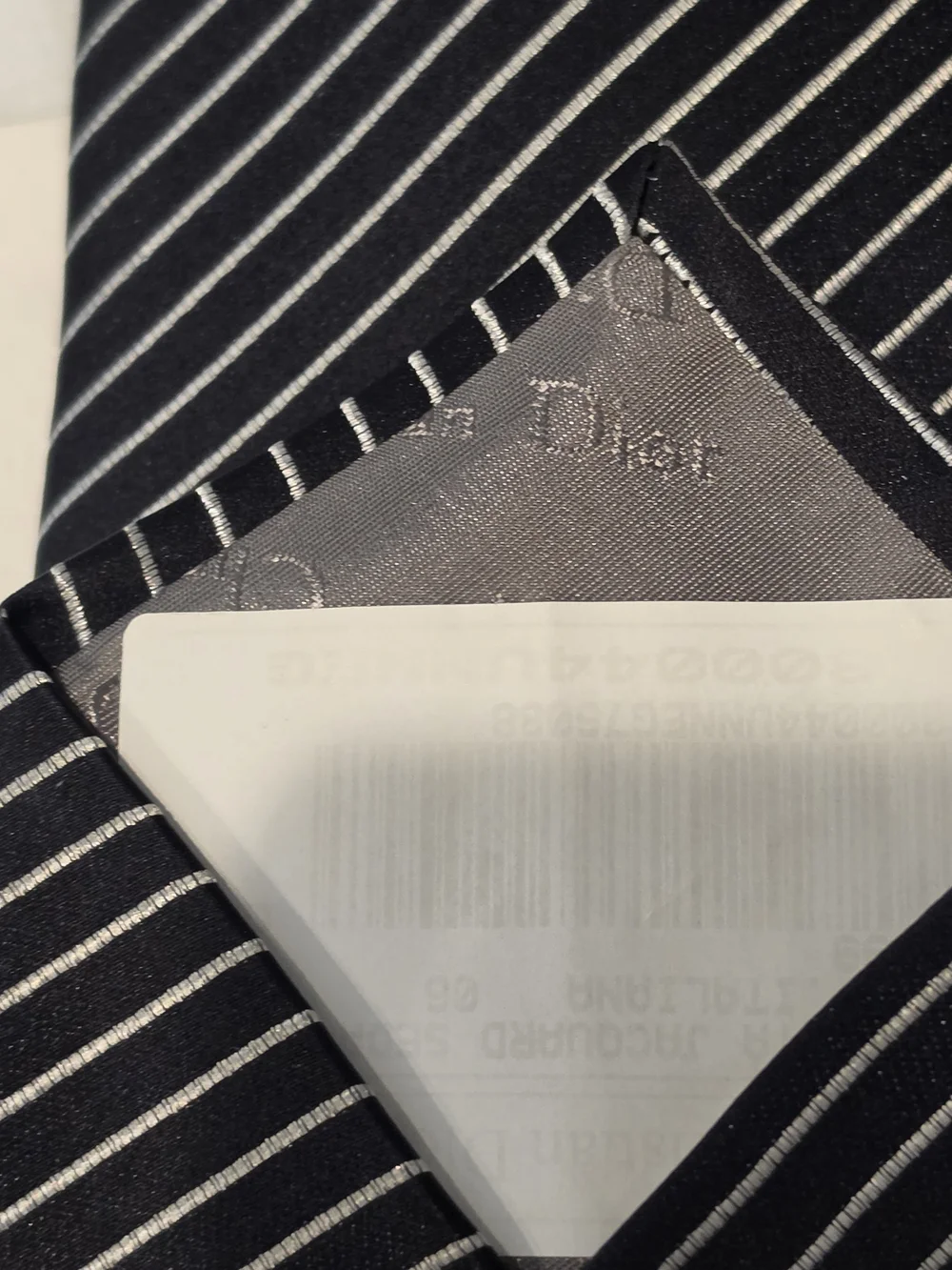 Dior Men’s Black And White Striped Silk Tie